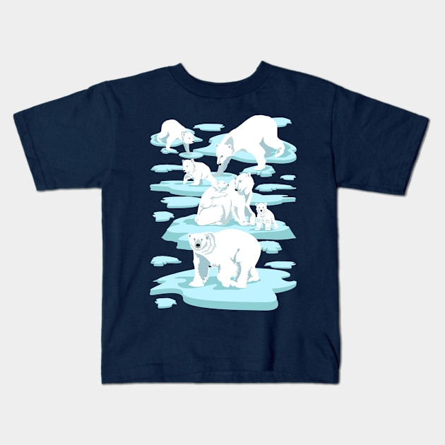 Save the Polar Bear (navy) Kids T-Shirt by BessoChicca